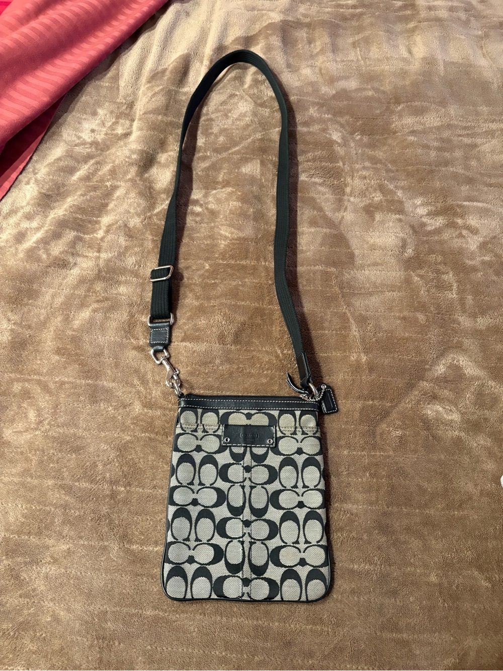 Coach Black and Tan Signature Canvas Small Crossbody